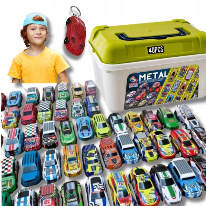 DUŻY ZESTAW SAMOCHODÓW METALOWE RESORAKI w walizce Autka AUTKO Z NAPĘDEM