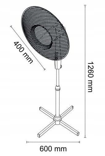 STP FF-40B3 MOCNY WENTYLATOR PODŁOGOWY 40W 40CM REGULOWANY 126CM CZARNY ALU