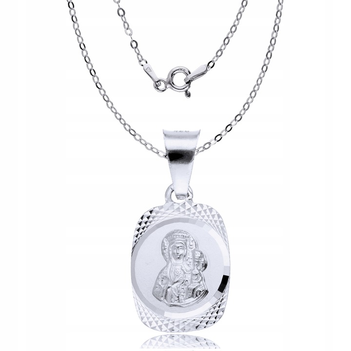 Srebrny Łańcuszek z Medalikiem SREBRO 925 Chrzest Komunia Grawer