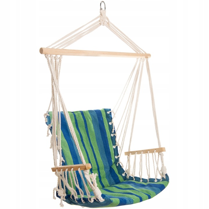 DUŻY FOTEL WISZĄCY HAMAK BRAZYLIJSKI HUŚTAWKA DO DOMU OGRODU + PODŁOKIETNIK