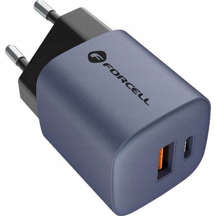 Szybka ładowarka sieciowa USB-C USB-A QC PD 33W Forcell kostka do ładowania