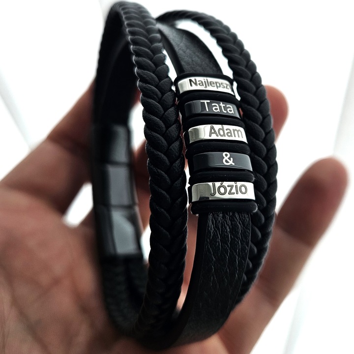 Bransoletka męska SKÓRZANA REGULOWANA Z GRAWEREM GRAWER JAKOŚĆ VERSATILE