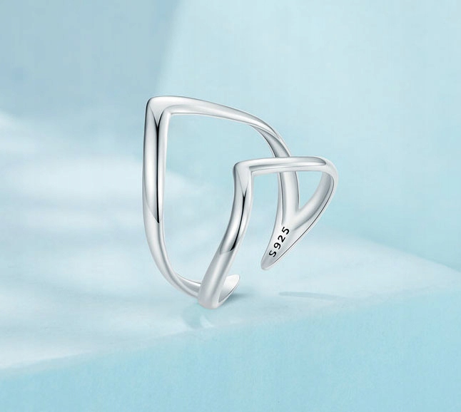 Pierścionek Srebrny 925 2 V Pierścionki Srebrne Regulowany Srebro