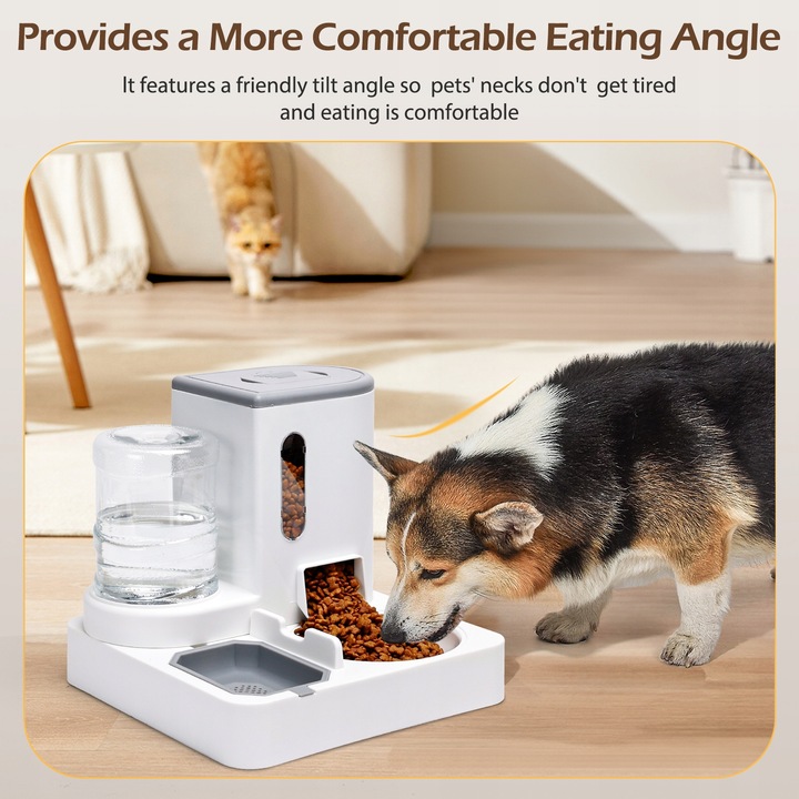 AUTOMATYCZNY PODAJNIK WODY I KARMY MISKA DLA KOTA I PSA DOZOWNIK 2W1 SZARY