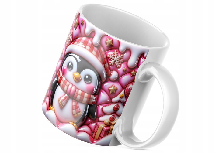 Świąteczny Kubek 3D Pingwin - Na Prezent - Bestseller - NOWOŚĆ - HIT