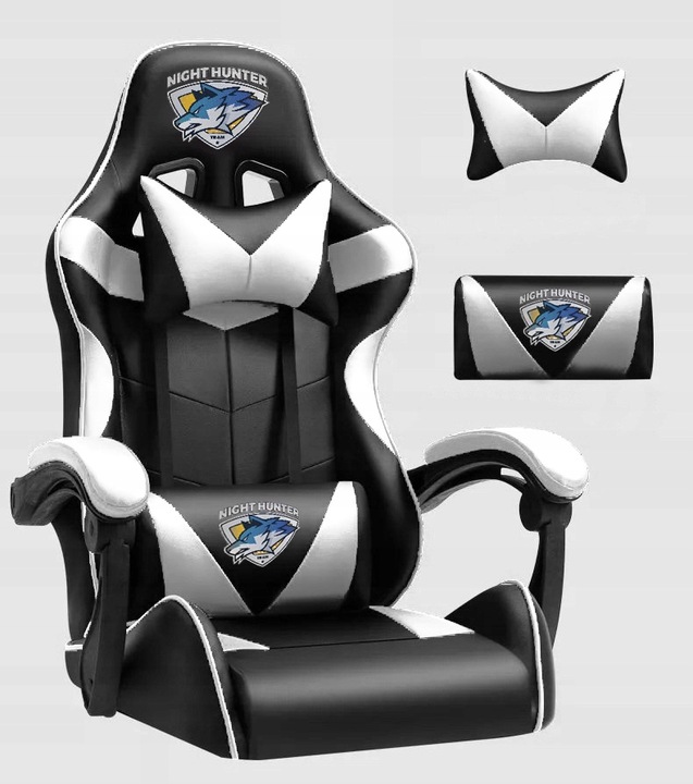 Fotel GAMINGOWY komputerowy OBROTOWY biurowy krzesło gracza + MASAŻ PLECÓW!