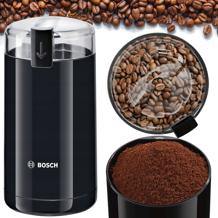 ELEKTRYCZNY MŁYNEK DO KAWY BOSCH TSM6A013B CZARNY 180W SUPER MOC 150 g/min!