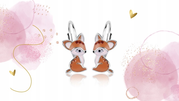 KOLCZYKI SREBRNE DLA DZIEWCZYNKI SARENKA ANGIELSKIE ZAPIĘCIE SARENKI BAMBI