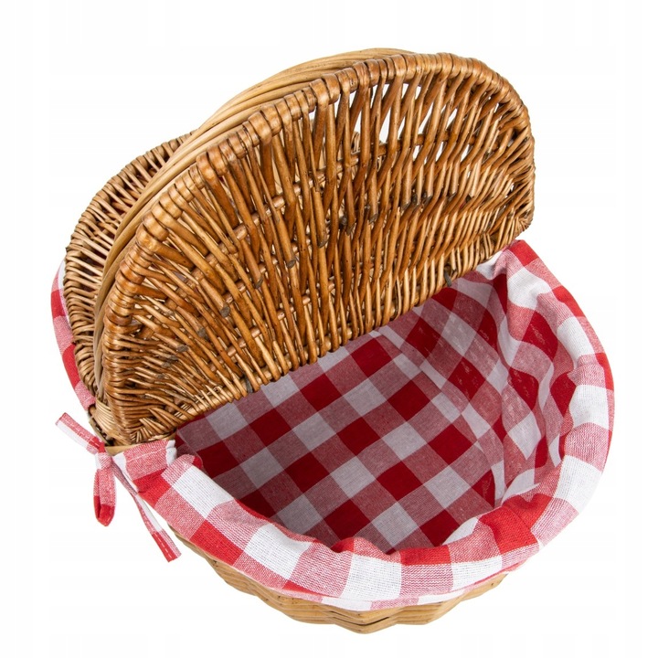 KOSZ NA PIKNIK KOSZYK PIKNIKOWY WIKLINOWY DUŻY MOCNY CZERWONY Z RĄCZKĄ