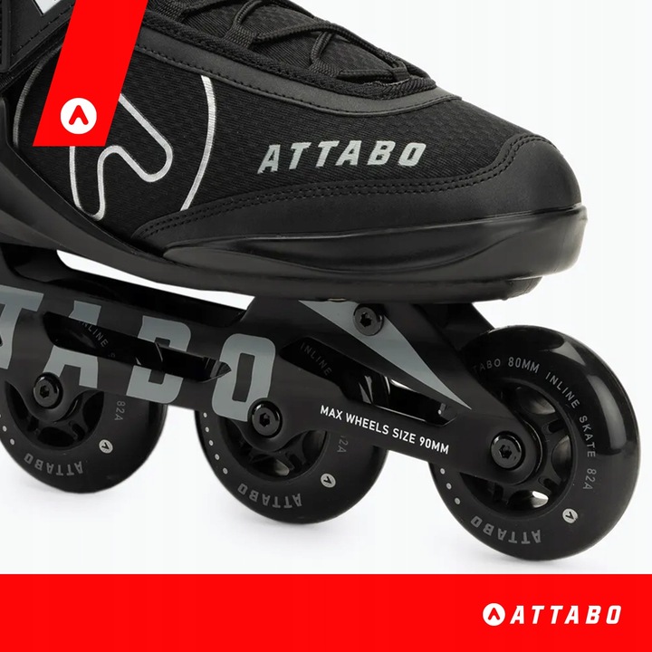 Rolki męskie ATTABO Bricker 45 Fitness czarne ABEC-7 ALUMINIOWA SZYNA