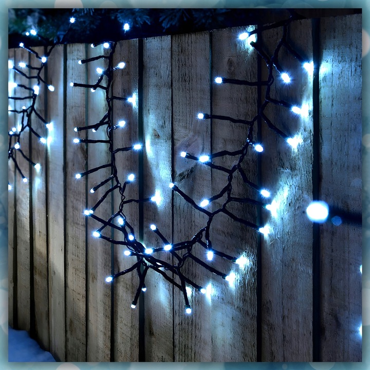 LAMPKI CHOINKOWE BIAŁY ZIMNY 1000LED 8 TRYB ZEW/WEW 63 METRY NA CHOINKĘ