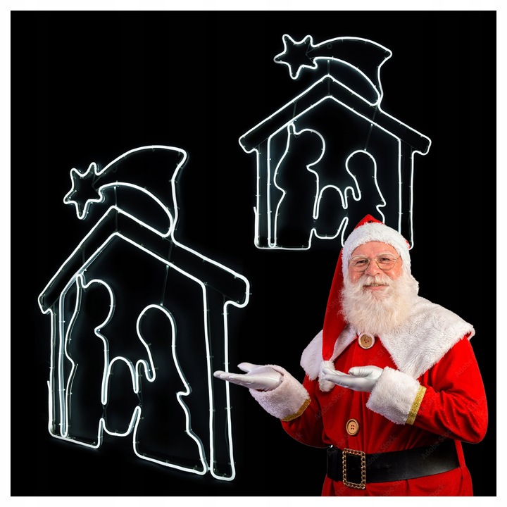 Lampki Zewnętrzne Dekoracja Ozdoba LED Neon Biały Świąteczne Stajenka IP44