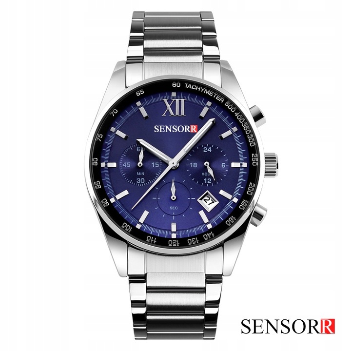 ORYGINALNY ZEGAREK MĘSKI WSKAZÓWKOWY SENSORR NA BRANSOLECIE STAL 304