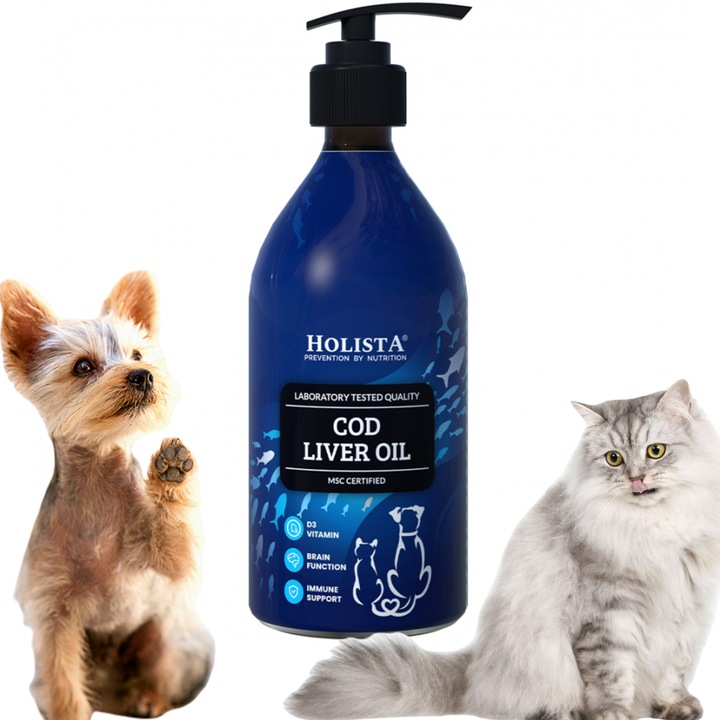 Holista Tran z dorsza 500ml dla psa i kota Olej z wątroby dorsza