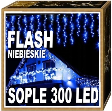 SOPLE FLASH 300 LED ZEWNĘTRZNE NIEBIESKIE CHOINKOWE lampki z Flashem
