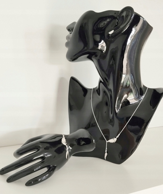 Komplet biżuterii srebrnej z piórkiem srebro 925 biżuteria srebrna damska