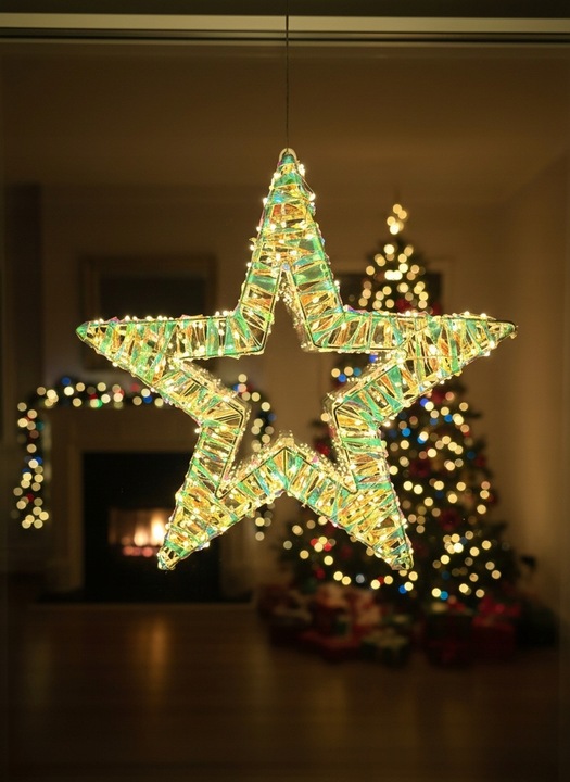Ozdoba Do Okna Wisząca Gwiazda Świąteczna LED Świecąca z Obu Stron 8 trybów