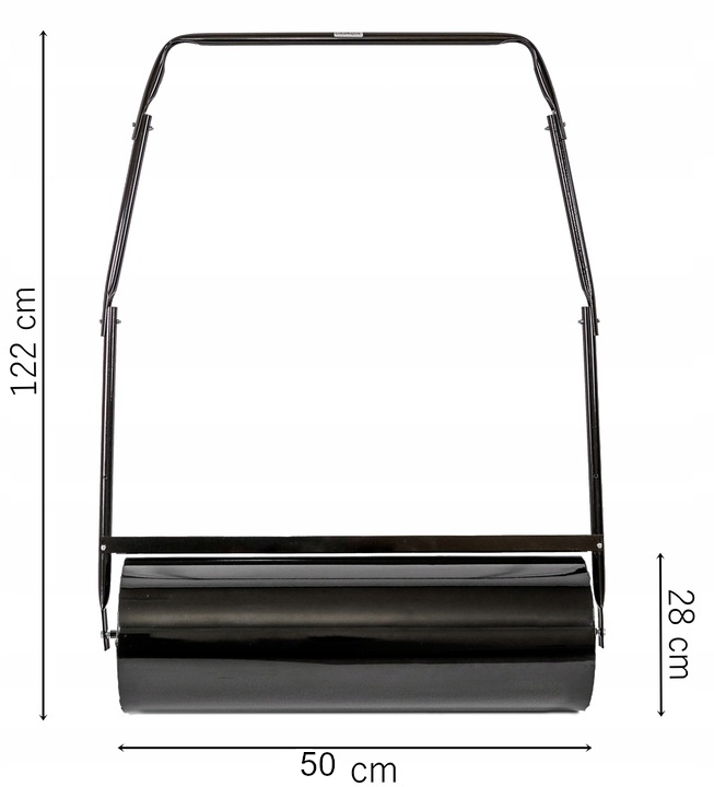 WALEC OGRODOWY DO TRAWY TRAWNIKA STALOWY METALOWY 50CM POJEMNOŚĆ 30L