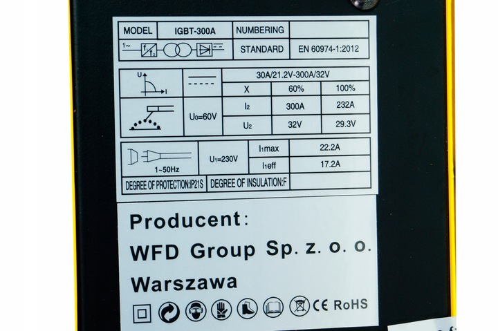 Spawarka INWERTOROWA VIPER 300A MMA TIG IGBT MASKA
