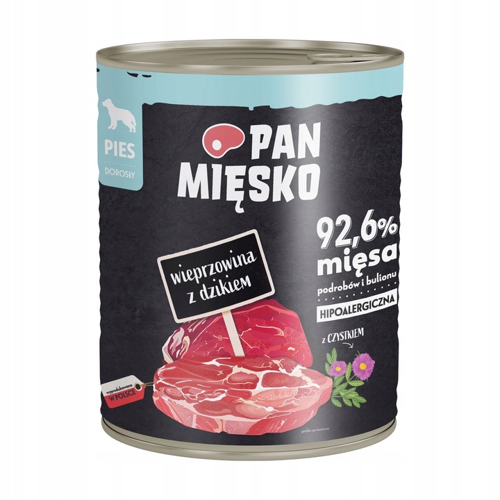 Pan Mięsko karma mokra PIES Wieprzowina z dzikiem 6x800g