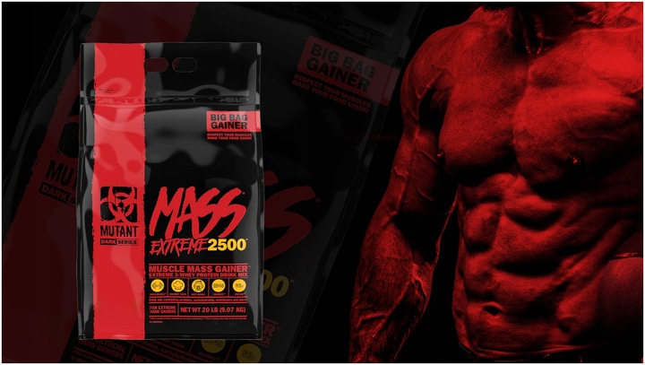 Gainer 9kg Bcaa L-glutamina Mutant Mass XXXtreme MASA SIŁA wanilia
