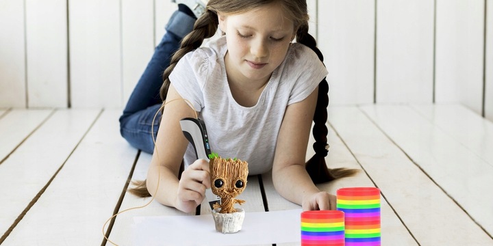 DŁUGOPIS 3D DLA DZIECI DRUKARKA MODEL PRO+ WKŁADY 160 METRÓW+ MATA OCHRONNA