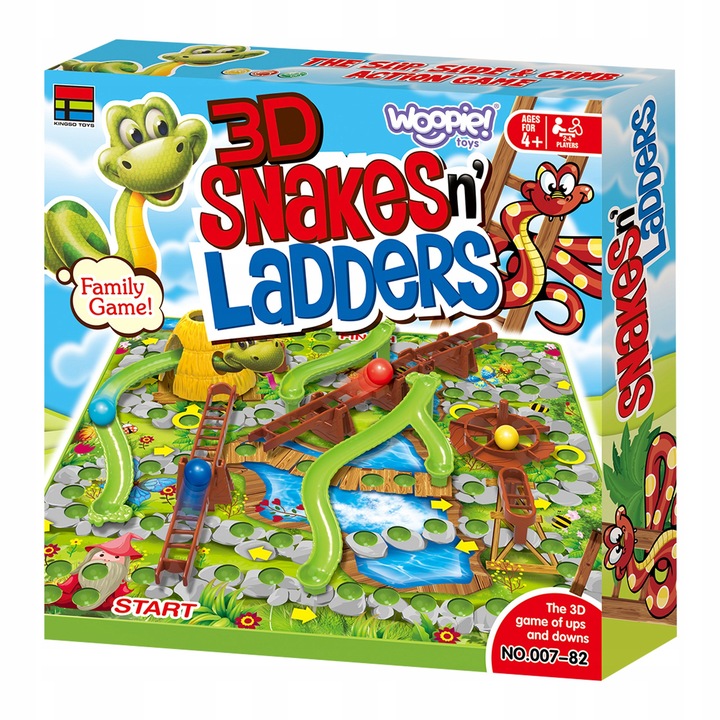 GRA PLANSZOWA WĘŻE DRABINY 3D SNAKES AND LADDERS RODZINNA 5+ WOOPIE