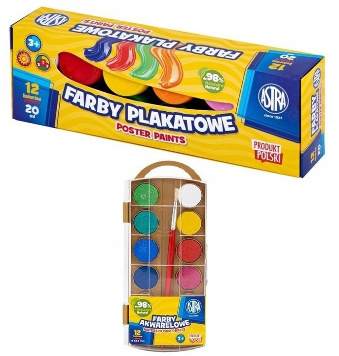 Wyprawka Szkolna Astra XXL 20 elementów Duży zestaw do szkoły Farby 12 kol.