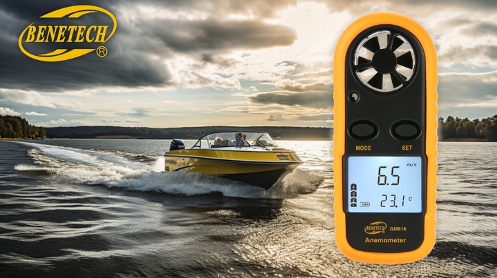 Anemometr Wiatromierz Miernik Prędkości Wiatru i Pomiar Temperatury LCD