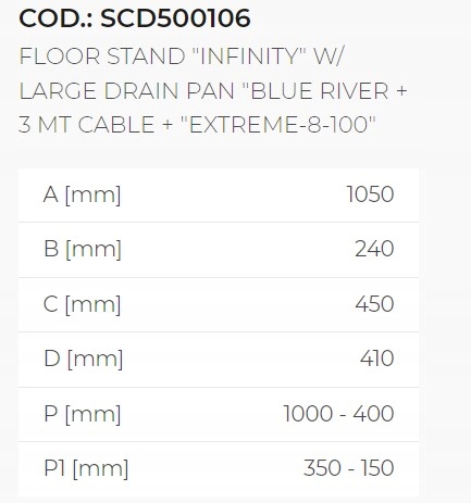 Podstawa stojak pompy ciepła z tacą i kablem Infinity Extreme 1050x400