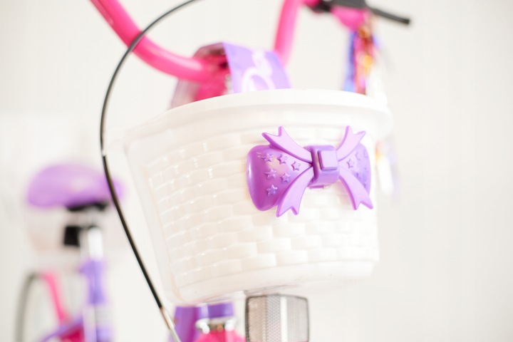 Rower 16" cali dziecięcy dla dziewczynki fotelik, kółka boczne,frędzle,kosz