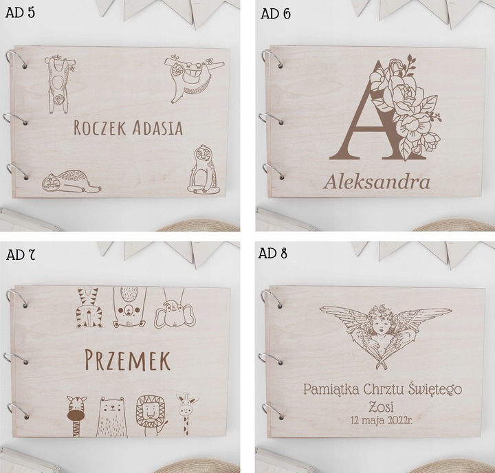 DREWNIANY ALBUM NA ZDJĘCIA PERSONALIZOWANY GRAWER