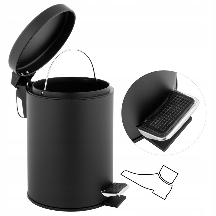 Kosz na śmieci śmietnik 3L do WC łazienki toalety biura czarny LOFT YOKA
