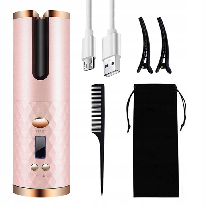 CERAMICZNA Lokówka automatyczna do włosów OBROTOWA fale loki 3000 mAh timer