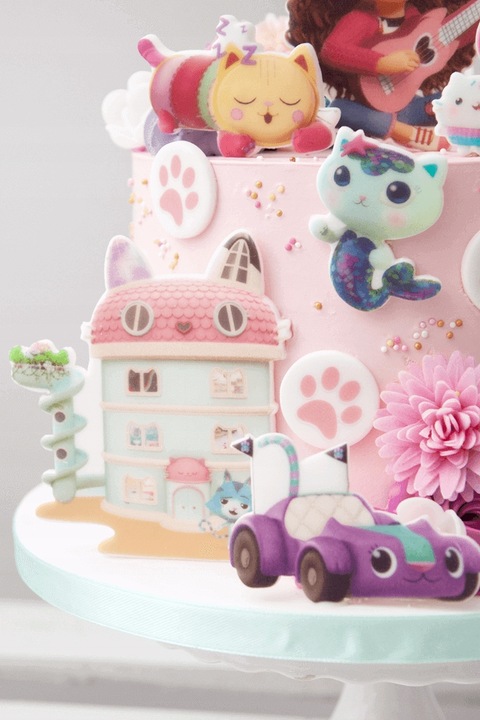 Wydruk Tort KOCI DOMEK GABI 17 El + GRATIS Tabliczka Napis Opłatek