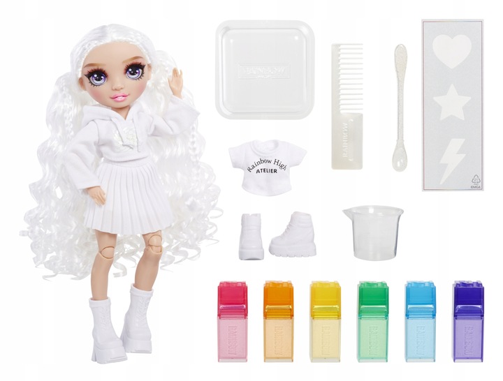 RAINBOW HIGH WATERCOLOR & CREATE LALKA DO MALOWANIA FIOLETOWE OCZY 507581