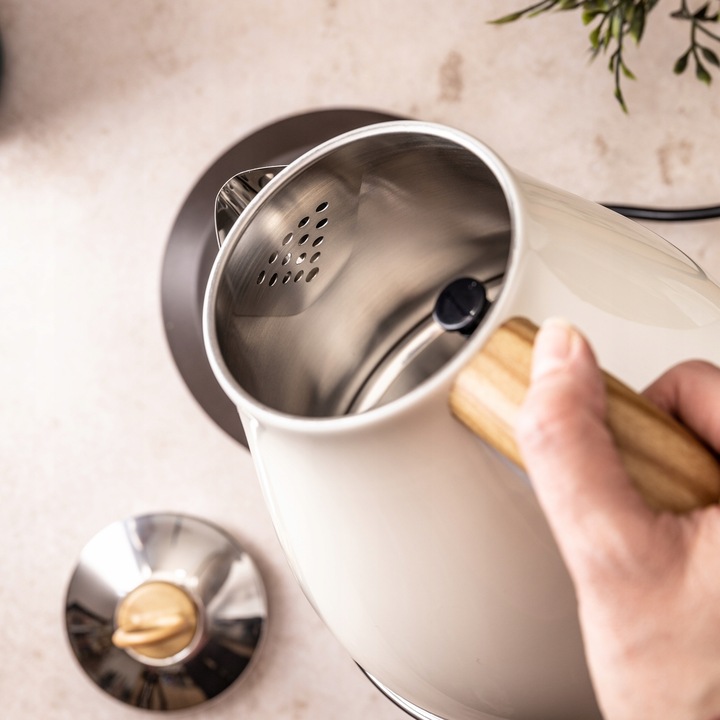 Czajnik elektryczny Bezprzewodowy OBROTOWY 1,7 L Stalowy KLAUSBERG KREMOWY