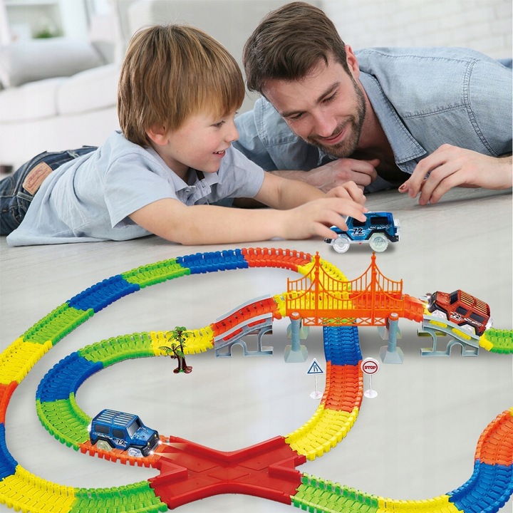 TOR WYGINANY MAGICZNY DLA DZIECI ŚWIECĄCE AUTA SAMOCHODZIKI 360 EL KOLEJKA