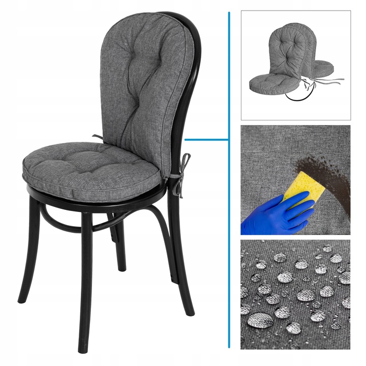 PODUSZKA NA KRZESŁO OKRĄGŁA wodoodporna z oparciem 49 cm kawiarniana 40x40