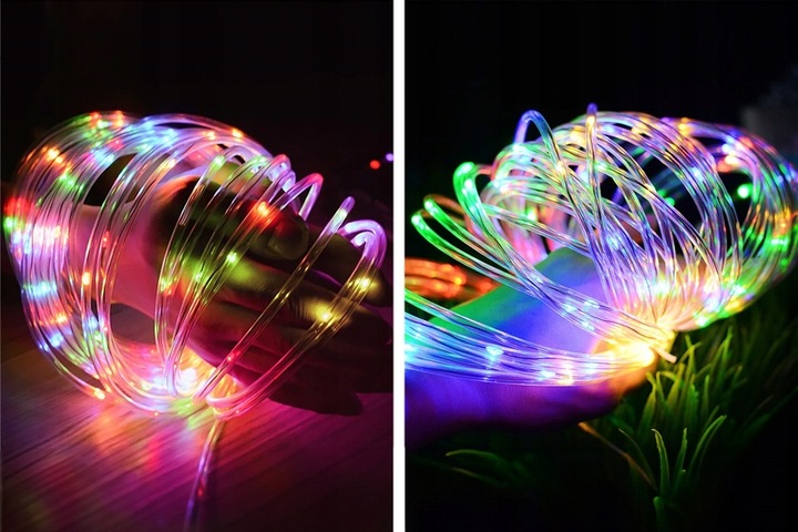 ZEWNĘTRZNY WĄŻ ŚWIETLNY LED ŚWIECĄCY ŁAŃCUCH RGB PROGRAMATOR 230V 60 metrów