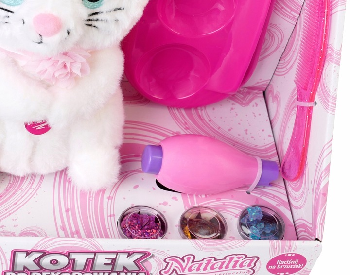 KOTEK DO DEKOROWANIA ZESTAW AKCESORIA pluszowy KOT MIAUCZY Natalia