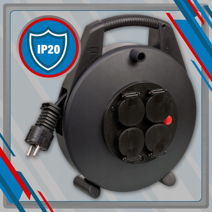 Przedłużacz bębnowy mini na bębnie 4 gniazda kabel 8 m Brennenstuhl