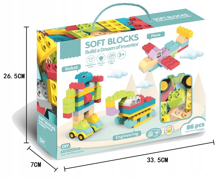 KLOCKI budowlane konstrukcyjne DUŻE ELEMENTY podwozia Zestaw XXL 86 el.