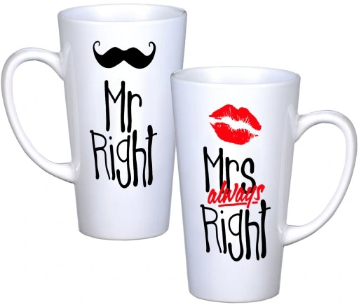 KOMPLET KUBKÓW LATTE DLA PAR PREZENT DUŻE 450ml PREZENT Z NADRUKIEM