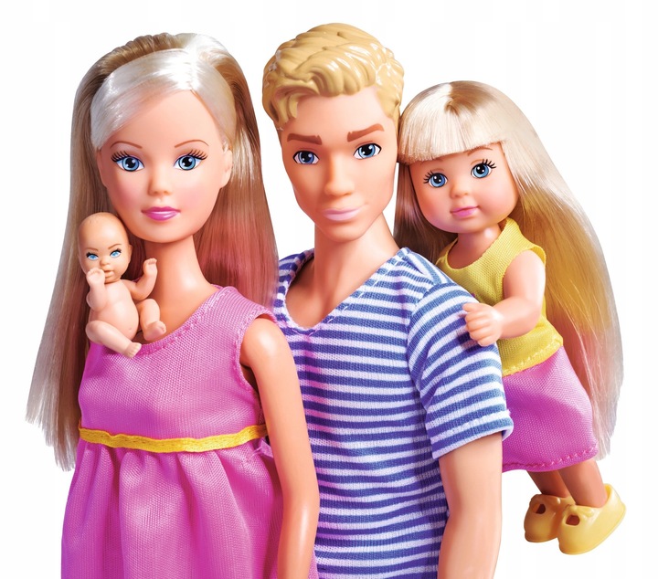 DUŻY ZESTAW 4 LALKI STEFFI W CIĄŻY KEVIN EVI BOBAS WÓZEK SPACERÓWKA + AKC.