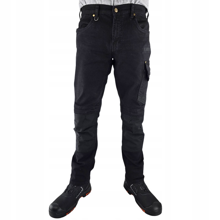 Spodnie robocze Jeans męskie Bojówki czarne Elastyczne Wygodne Stretch