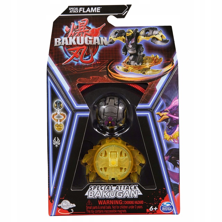 BAKUGAN ZESTAW SPECIAL ATTACK FLAME WIRUJĄCA KOLOROWA FIGURKA AKCJI +KARTY