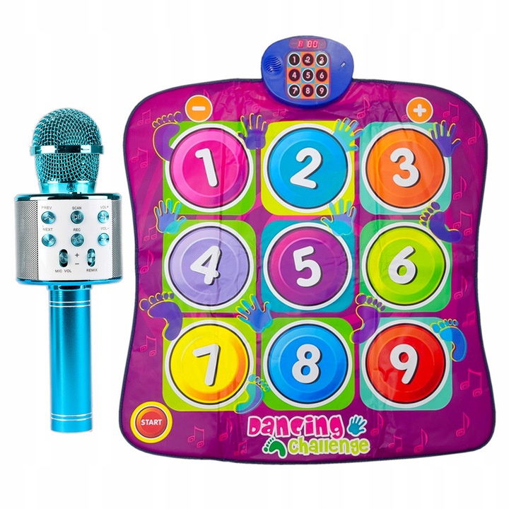 MATA MUZYCZNA do TAŃCZENIA TAŃCA + MIKROFON KARAOKE GŁOŚNIK BLUETOOTH 2W1