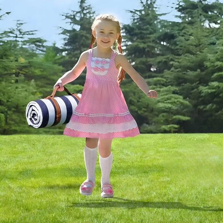 Mata koc plażowy piknikowy izolacja 200x200 duży wodoodporny składany pasy