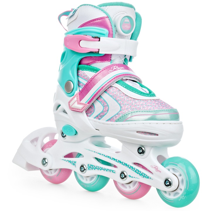 Rolki Regulowane RAVEN Lia PLUS Mint 27-30 Kółka LED